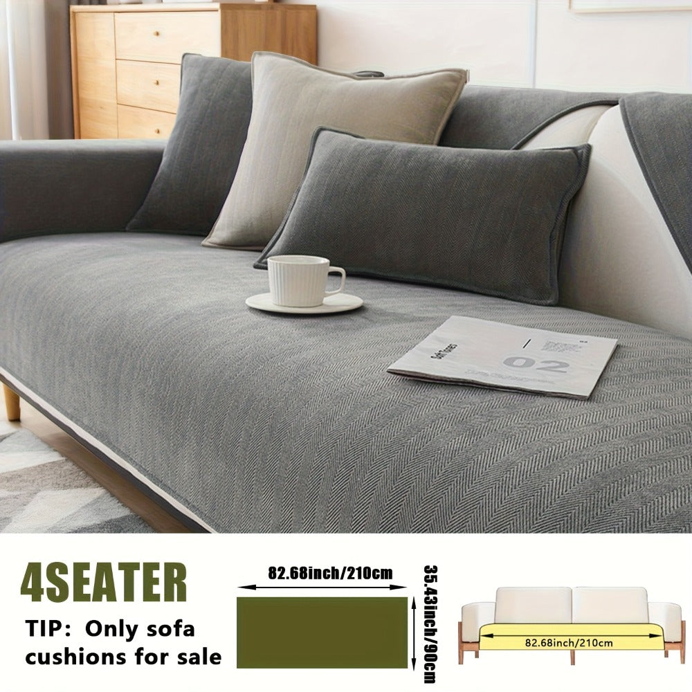 Chenille Ribbed Sofa Cover - Pet Friendly Non-Slip Machine Washable Soft Stretch Slipcover for 1-4 Seater Sectional Sofa Living Room Bedroom Office, 9 Colors