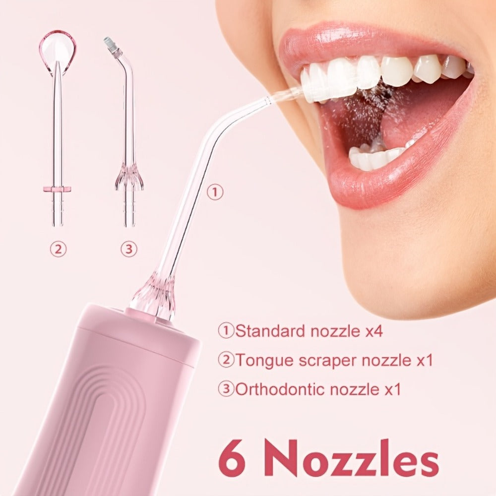 Cordless Water Flosser Dental Oral Irrigator - 5 Cleaning Modes, 5 Jet Tips, Rechargeable Wireless Teeth Cleaner for Deep Gum Care, Plaque Removal & Braces, Home & Travel Dental Gift