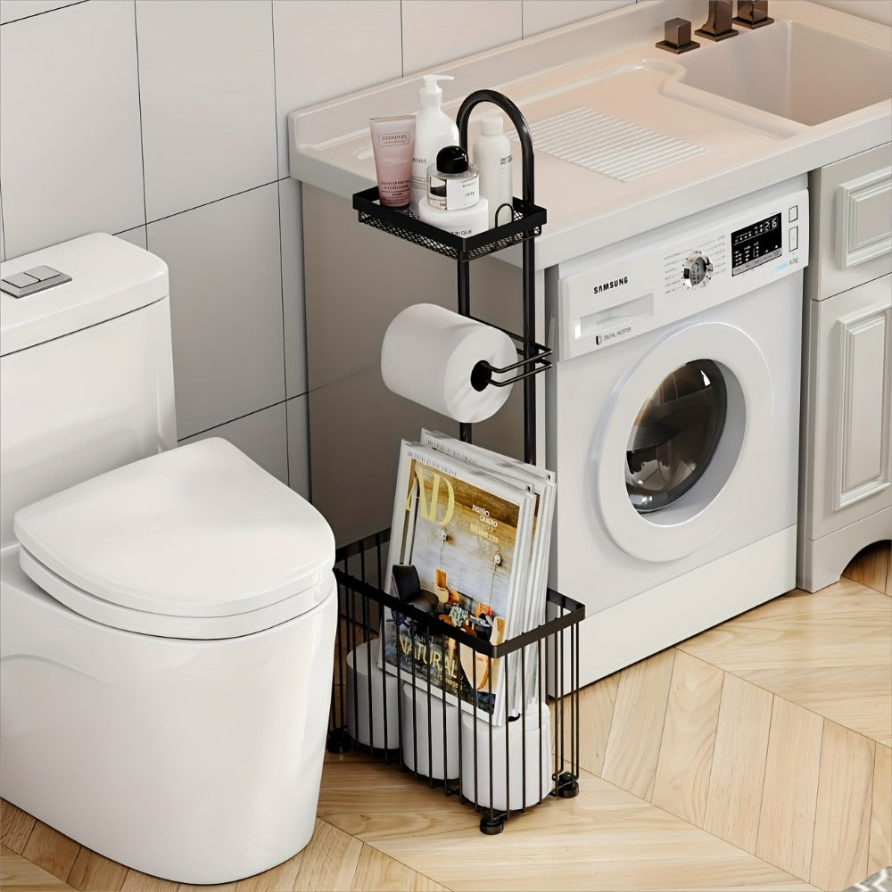 Toilet Paper Holder Freestanding with 6 Roll Storage Durable Steel Oil Rubbed Bronze Bathroom Organizer Space Saving No Installation Required