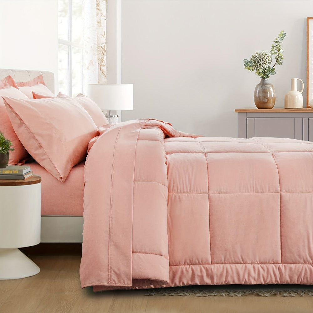 7 Piece Comforter Set Luxury Soft Fluffy Bedding All Season Bed in a Bag with Comforter Fitted Sheet Flat Sheet Pillowcases Hypoallergenic Breathable Easy Care Queen King Twin XL Full