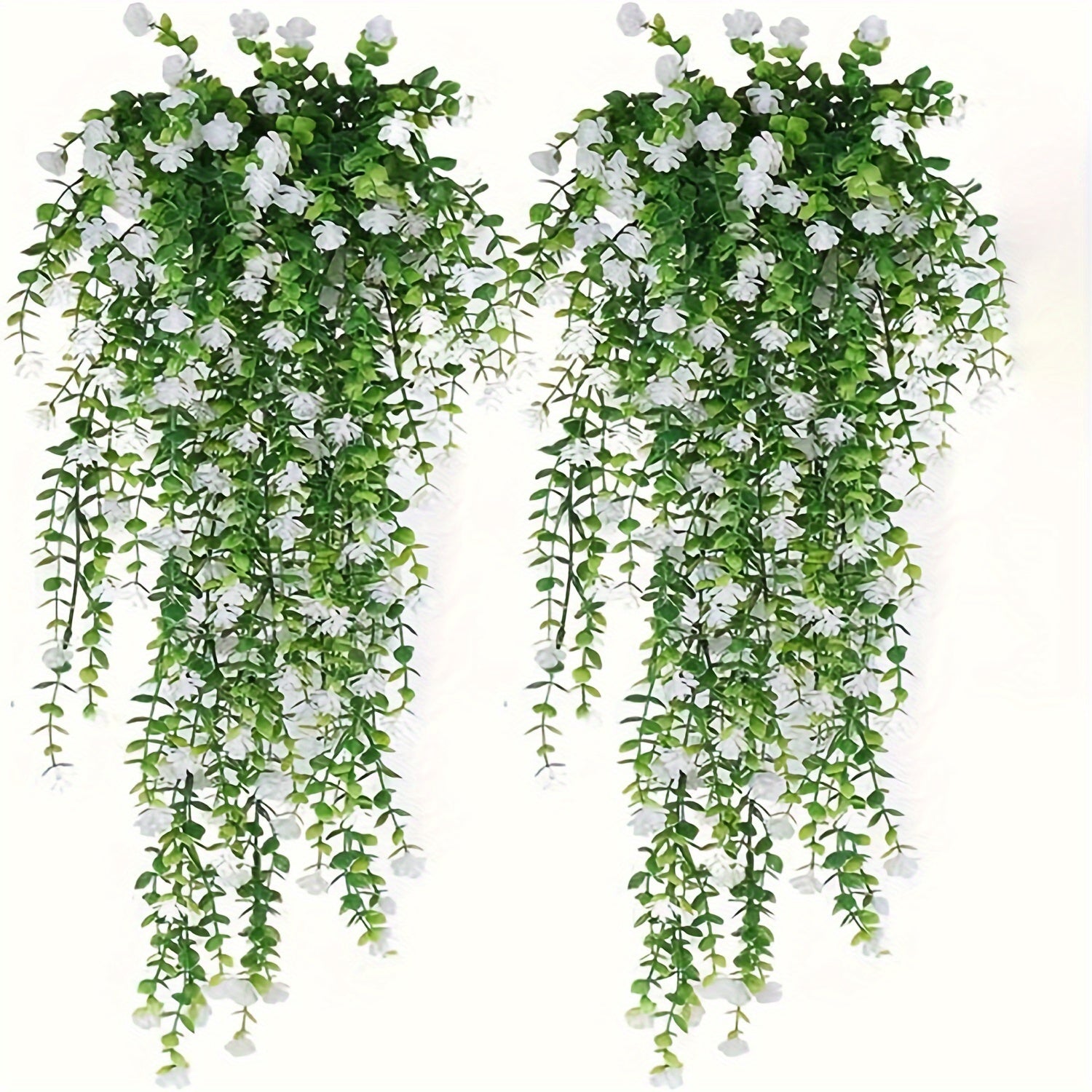 Artificial Hanging Plants UV Resistant Faux Flowers Vine Fake Ferns - 10 Bunches Indoor Outdoor Wedding Patio Balcony Home Decor
