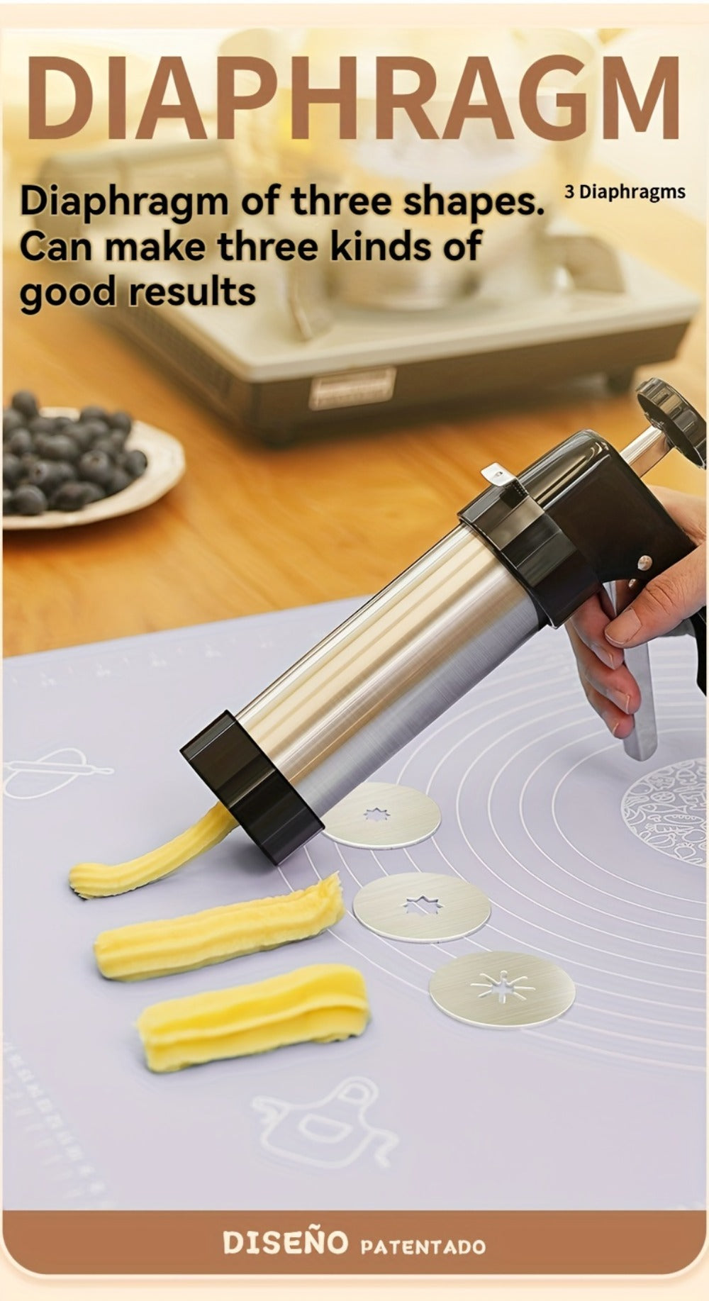 Cookie Press Biscuit Machine 8pcs, Heavy Duty Manual Spanish Cookie Maker with 8 Discs, No Electricity Required, Three-Stable System, Easy to Clean, for Home and Commercial Kitchen Pastry Baking