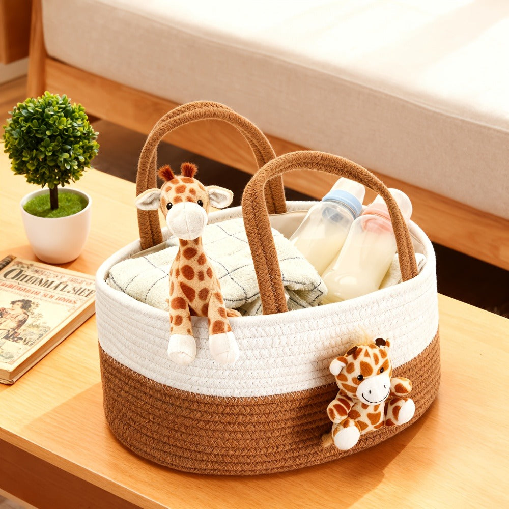 Cute Animal Woven Storage Basket ¨C Decorative Desktop Organizer for Remote Controls, Toys, Stationery & Small Items ¨C Bear, Bunny, Elephant & Giraffe Styles for Home, Nursery & Gift