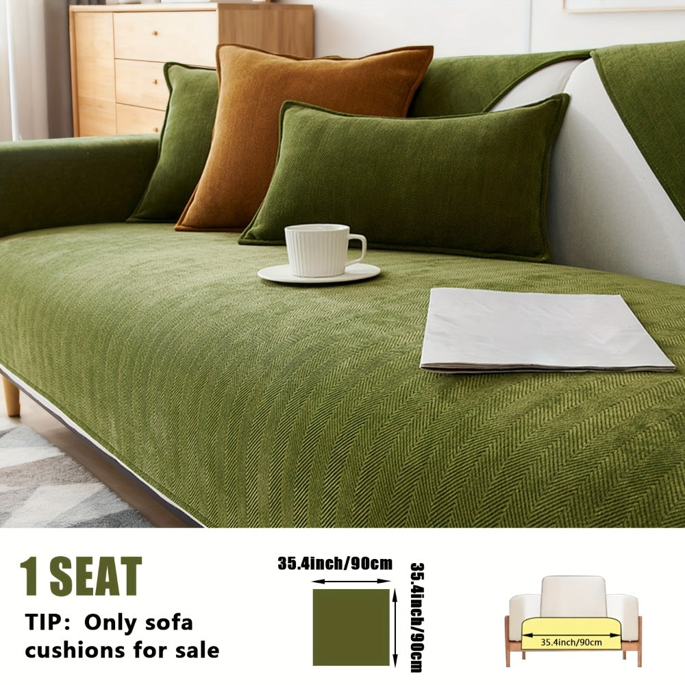 Chenille Ribbed Sofa Cover - Pet Friendly Non-Slip Machine Washable Soft Stretch Slipcover for 1-4 Seater Sectional Sofa Living Room Bedroom Office, 9 Colors