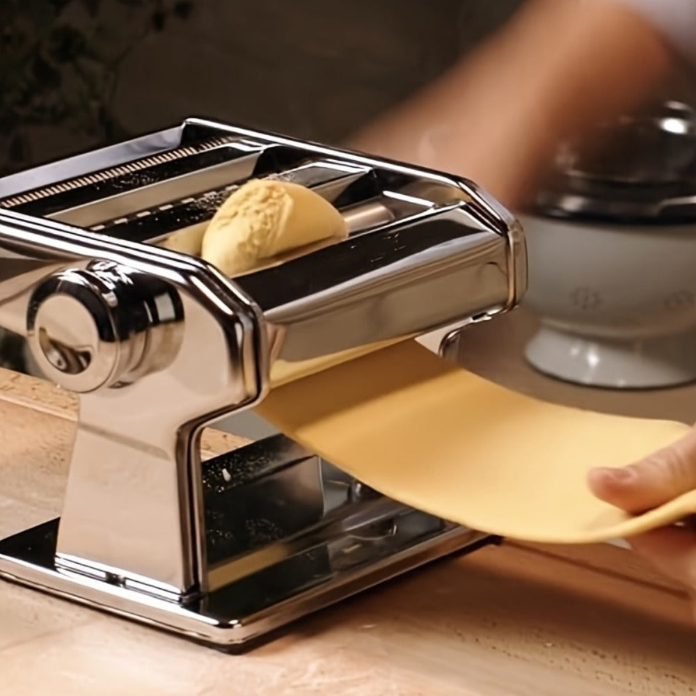 Pasta Maker Machine Manual 9 Adjustable Thickness Settings Stainless Steel Pasta & Noodle Cutter for Spaghetti Fettuccine Lasagna Dumpling Wrappers - Durable Hand Crank Kitchen Tool for Homemade Pasta