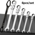 Flexible Head Ratchet Wrench Set 6-Piece ¨C 72-Tooth 180¡ã Dual-End CR-V Steel, Metric 6-10mm Double-Headed Wrenches for Auto, Motorcycle & Bike Repair, Compact Tool Kit
