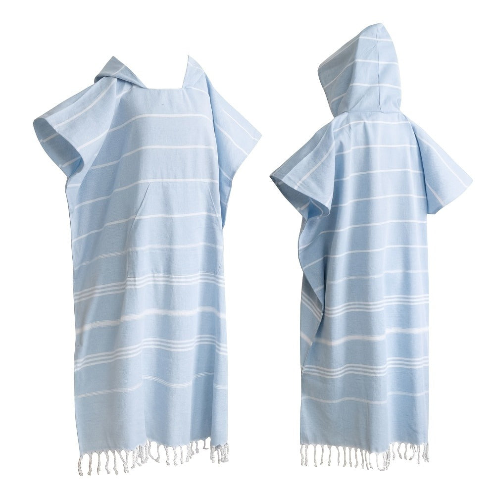 Hooded Beach Poncho Turkish Cotton Quick Dry Sandproof - Wearable Surf Changing Towel Lightweight Thin Bathrobe | S & L | Blue Green Purple Pink Gray | Swimming Diving Surfing Beach Essentials