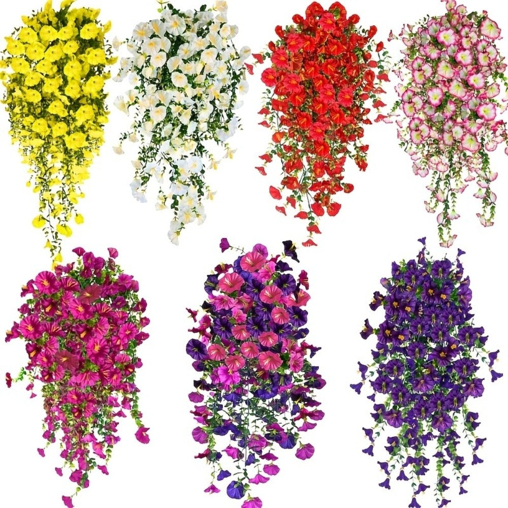 Artificial Rose Vine Hanging Garland 3pcs 216 Flowers - High-Density UV-Resistant Faux Rose Flower Vines with Realistic Roses & Foliage for Garden, Wedding, Porch, Terrace & Wall Decor, Multiple Colors