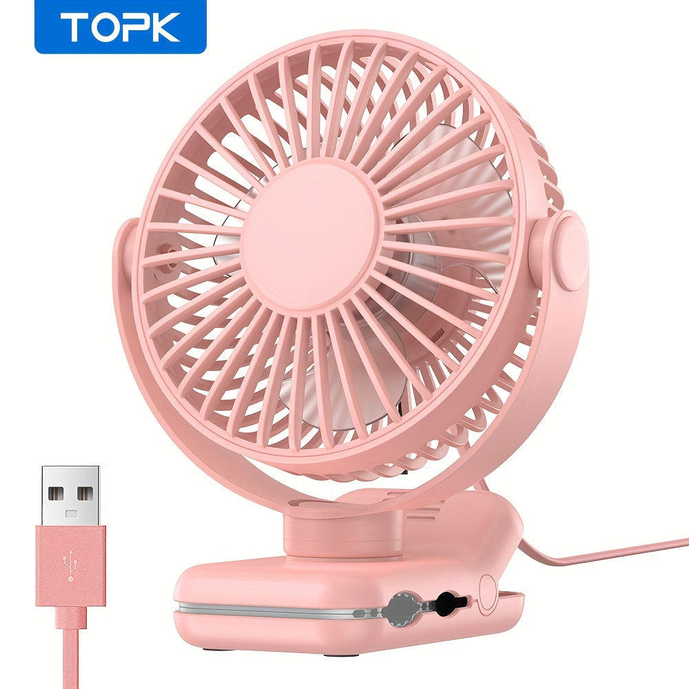 Clip on Fan USB Desk Fan, Brushless Motor Whisper Quiet Portable Mini Fan with Strong Clamp, USB Powered Personal Cooling Fan for Office Bedroom Dorm Stroller, 360¡ã Adjustable, Black Pink