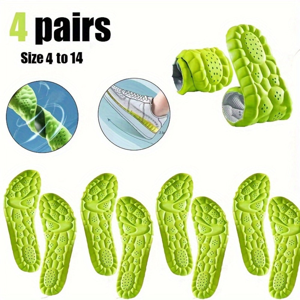 Shoe Insoles for Men & Women - 4 Pairs Cushioning Inserts Ultra-Soft Foam Footbed, Sweat-Proof Arch Support, Cloud Feel Comfort for Sneakers, Boots & Casual Shoes (Sizes 35-46)