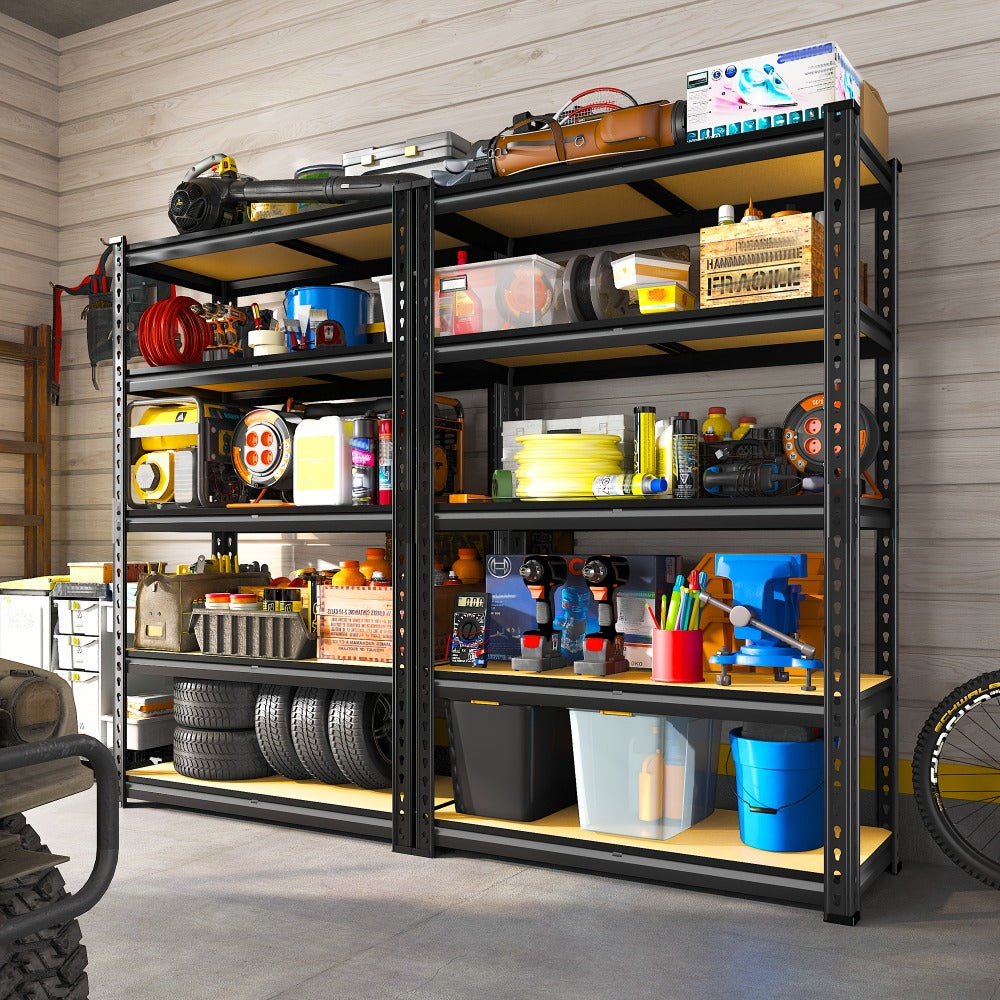 Heavy Duty 5 Tier Metal Shelving Unit Adjustable Up to 3000LBS for Garage Workshop Commercial Storage Rack No Bolt Easy Assembly Black