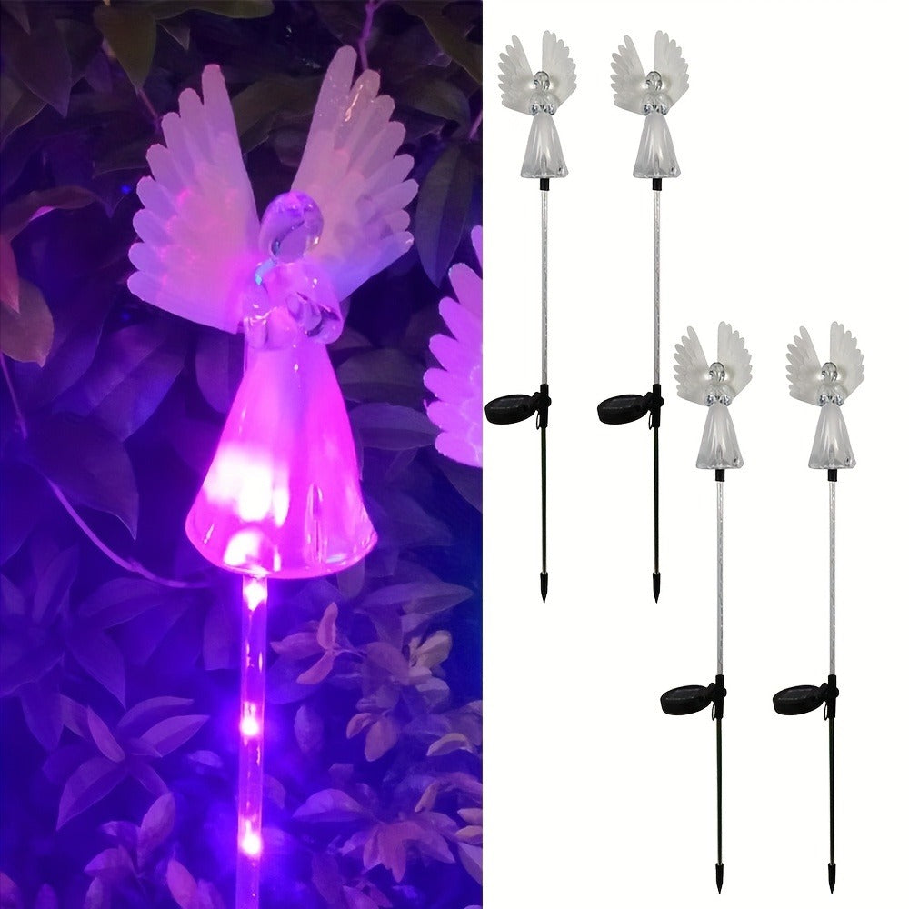 Solar Angel Lights Outdoor Decor ¨C Color Changing LED Garden Stakes, Solar Powered Memorial Angel Figurines for Yard, Lawn, Pathway, Grave & Cemetery ¨C 2 or 4 Pack Garden Gift