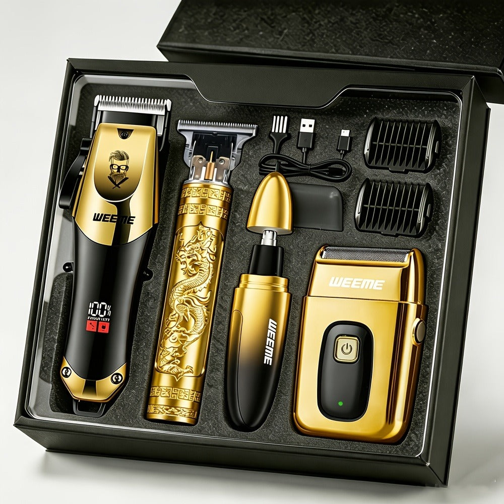 Men's Professional Hair Clipper and Trimmer Set Wireless USB Rechargeable Hair Cutting Kit for Hair and Beard Precise Grooming Gift for Dad Boyfriend Father's Day