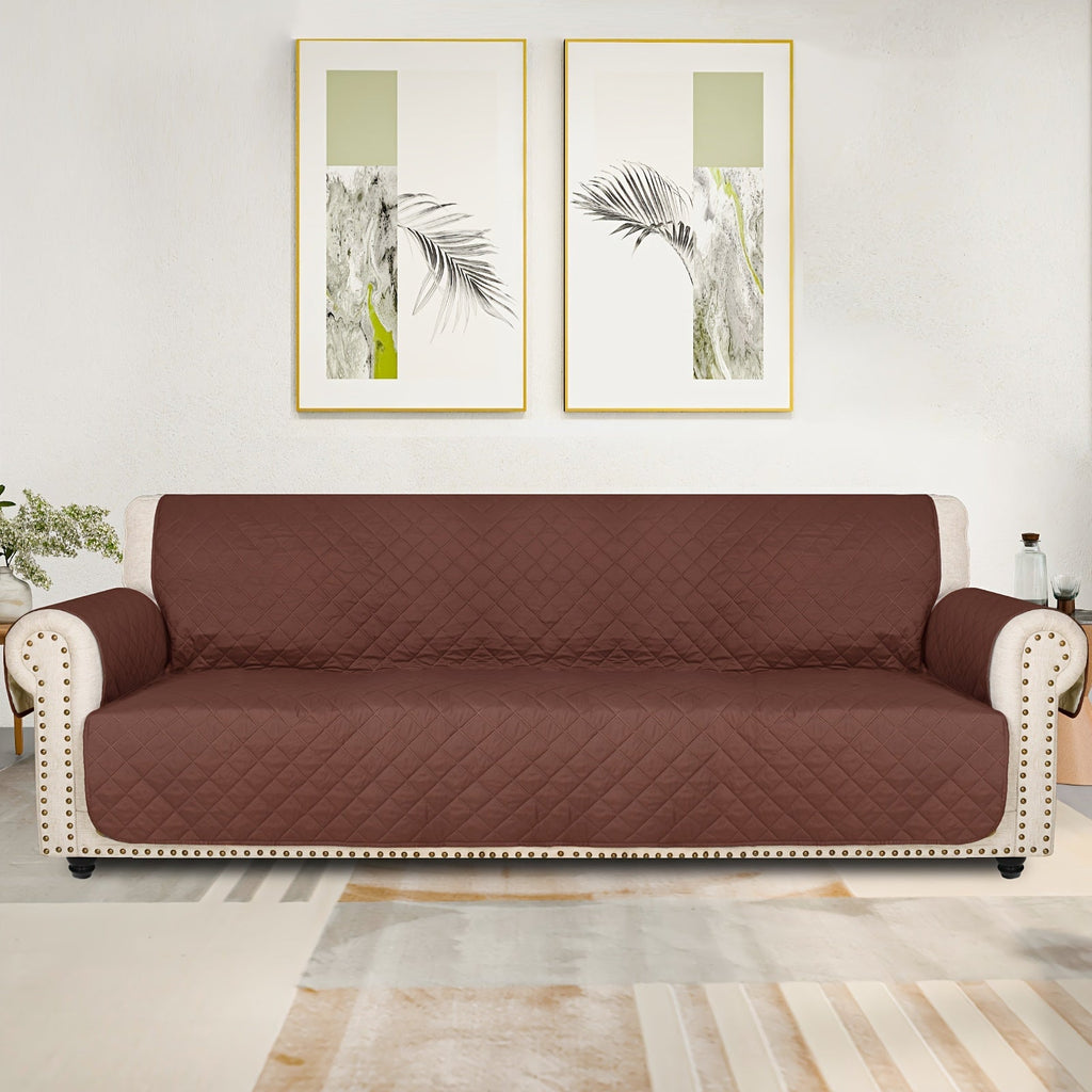 Sofa Slipcover 5-Layer Quilted Thick Sofa Cover Protector Elastic Strap Non-Slip Washable Pet Friendly Universal Fit 3 4 Seater Couch Cover for Living Room - 10 Colors