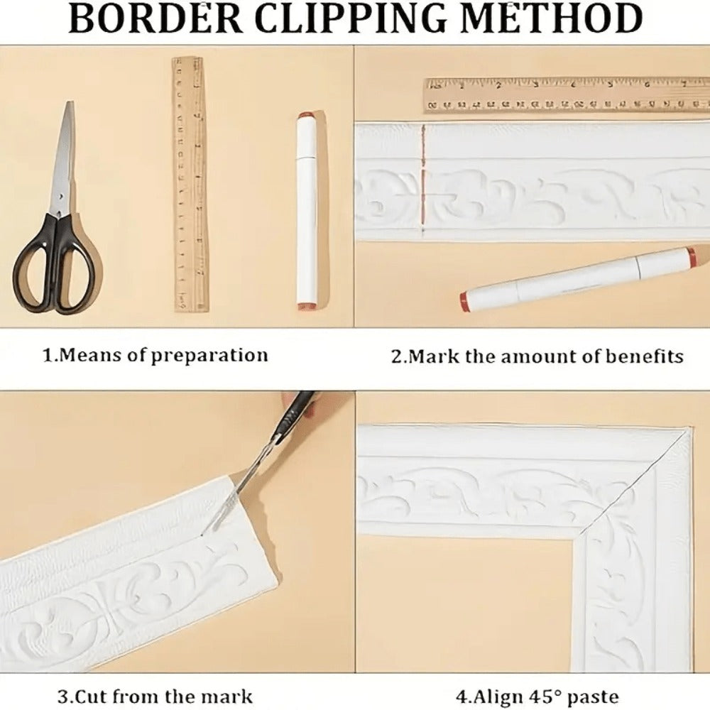3D Self-Adhesive Foam Baseboard Wall Trim Sticker Waterproof Peel and Stick Carved Wallpaper Border Skirting for Home Decor White Silver Gray Copper Gold 4 8 12 Rolls