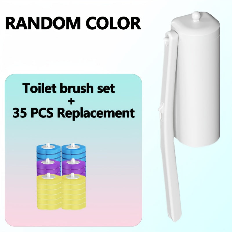 Disposable Toilet Brush Cleaning System with Bracket & Replaceable Heads - Deep Clean Toilet Bathroom Cleaning Kit, No-Touch Hygienic Brush with Refill Packs 17/24/30/35/53 Refills for Home & Bathroom