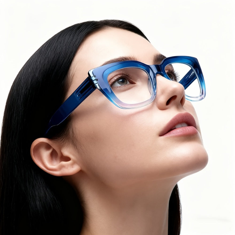 Reading Glasses Blue Light Blocking for Women 4 Pack ¨C Cat Eye Frames with Metal Spring Hinges, Multicolor Floral Gradient Computer Eyeglasses