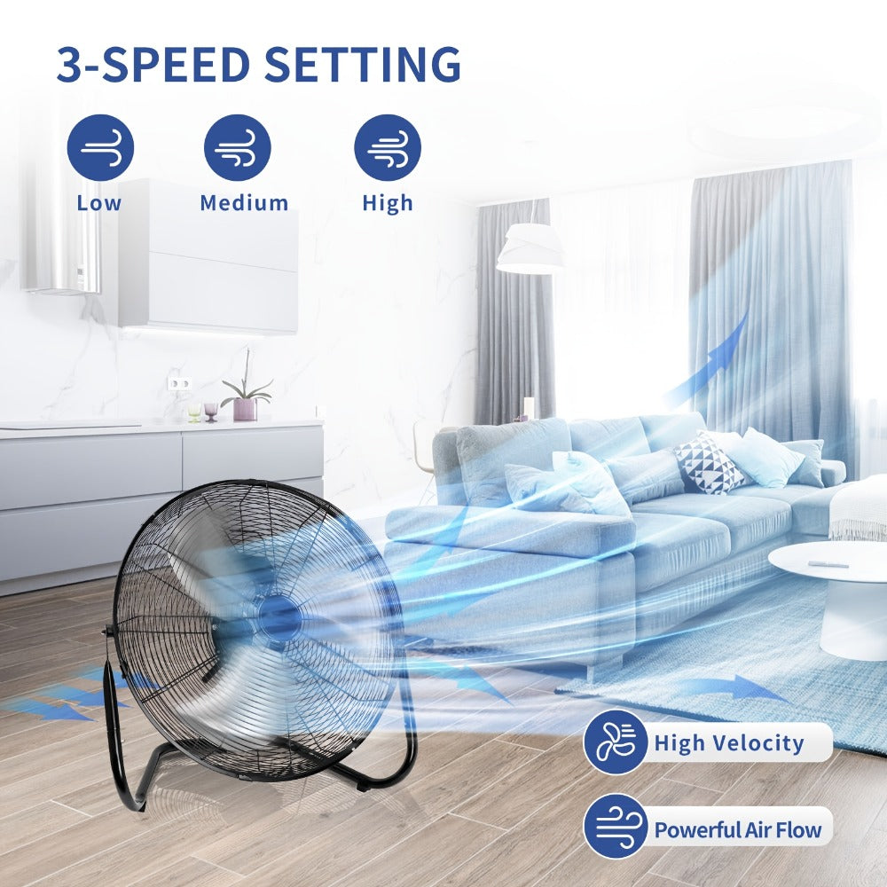 Industrial Floor Fan ¨C Heavy Duty Metal Stand Fan with 3 Speed Settings & 360¡ã Tilt, High Velocity Airflow for Warehouse, Workshop, Garage, Factory & Basement ¨C 4/9/14/20 Inch
