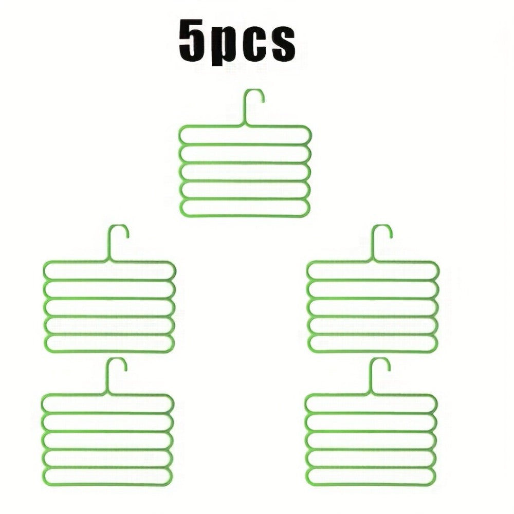 Multi-Layer Pants Hangers Set of 5 ¨C 5-Tier Space Saving Clothes Rack, Slip-Resistant Adjustable Wardrobe Organizer for Pants, Jeans & Clothes, Closet & Laundry Room Storage