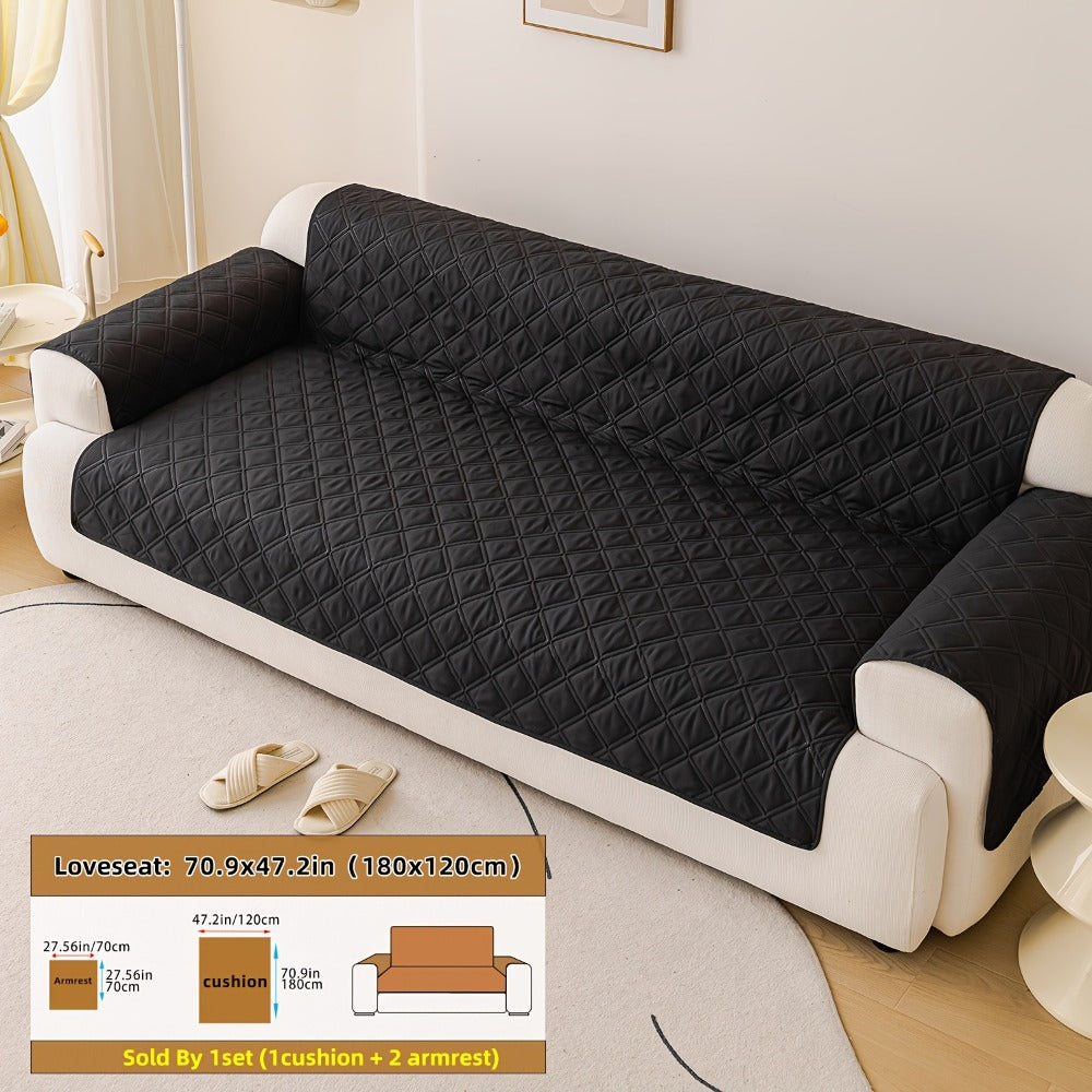 Soundwave Embossed Sofa Cover 3pcs with Armrests - Pet Friendly Anti-Slip Durable Couch Slipcover Set for Loveseat 3 4 Seater Sofa Protection Decoration, 5 Colors