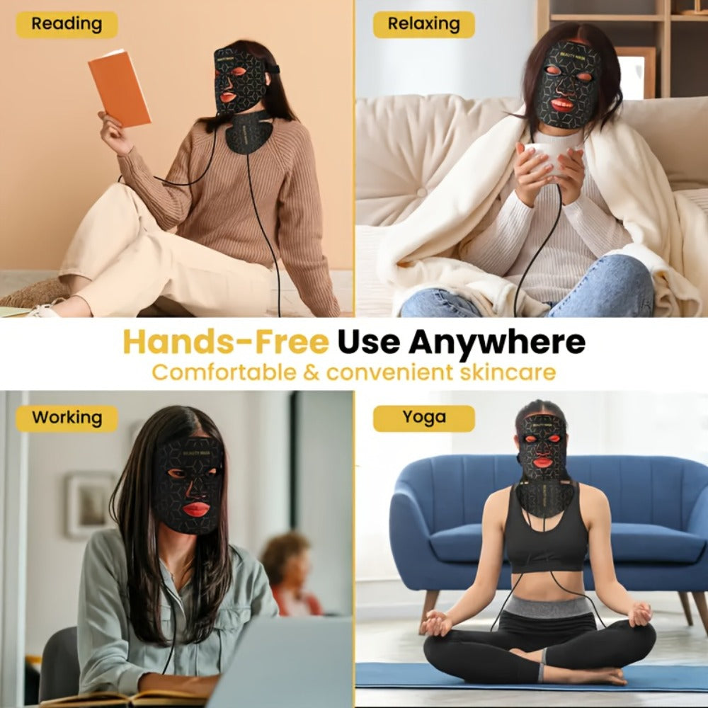LED Face Mask ¨C 7-in-1 Red Light Therapy for Face & Neck, 93+80 LED Beads, Separate Silicone Applicator, 1800mAh Rechargeable, Adjustable Color Brightness & Timer, Anti-Aging Skin Care Gift for Women
