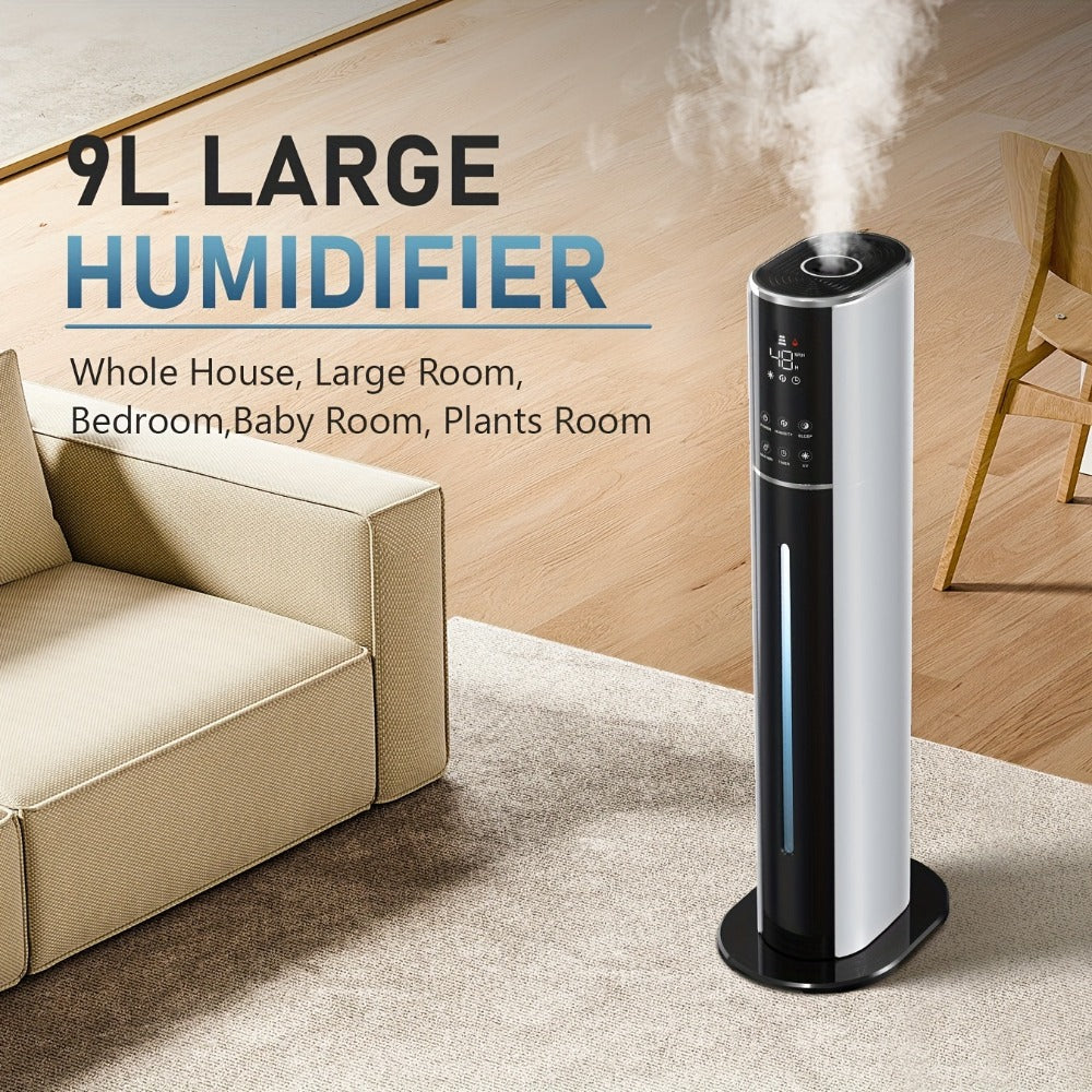 Cool Mist Humidifier 2.4 Gallon Top Fill with Smart Humidity Control Sleep Mode Soundwave Technology for Large Rooms Bedroom Office Plants 600ft2