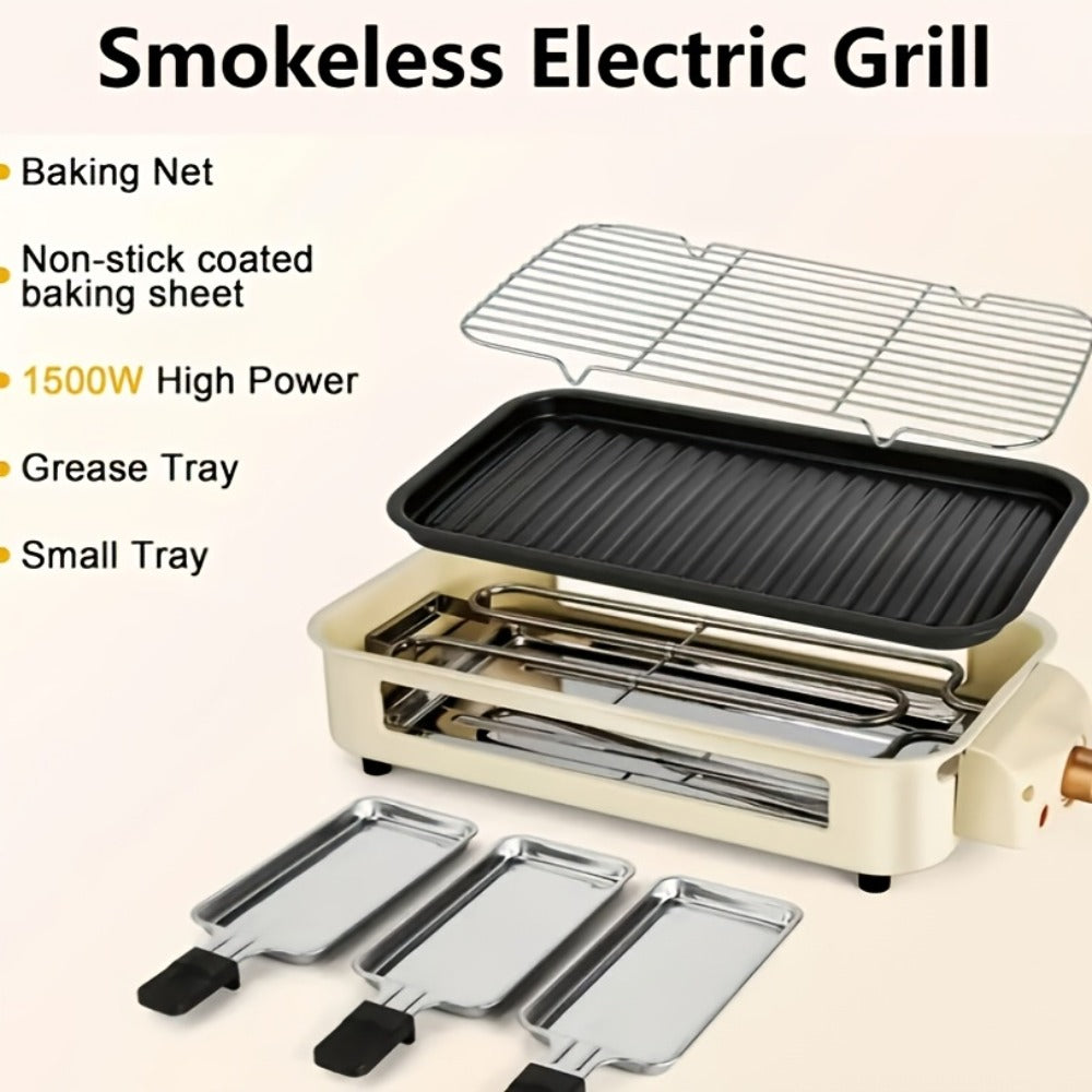 Electric Grill 2-in-1 Indoor BBQ & Frying Pan ¨C 1500W Temperature Control, Non-Stick Detachable Cooking Board, Portable Electric Grill for Meat, Dishwasher Safe, Christmas Gift Idea with Gift Bag