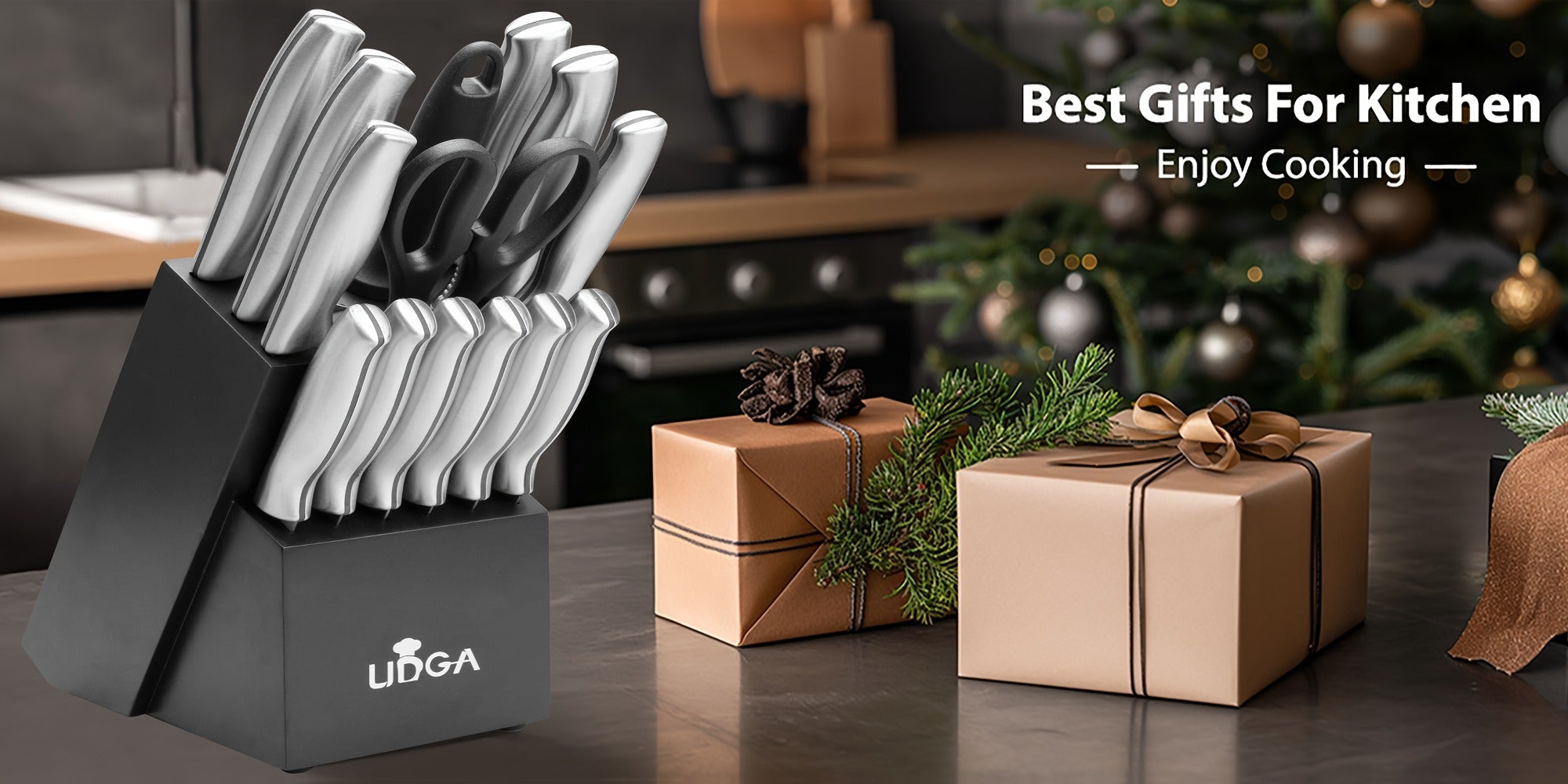Stainless Steel Kitchen Knife Set Chef Knife Damascus Black Knife Block
