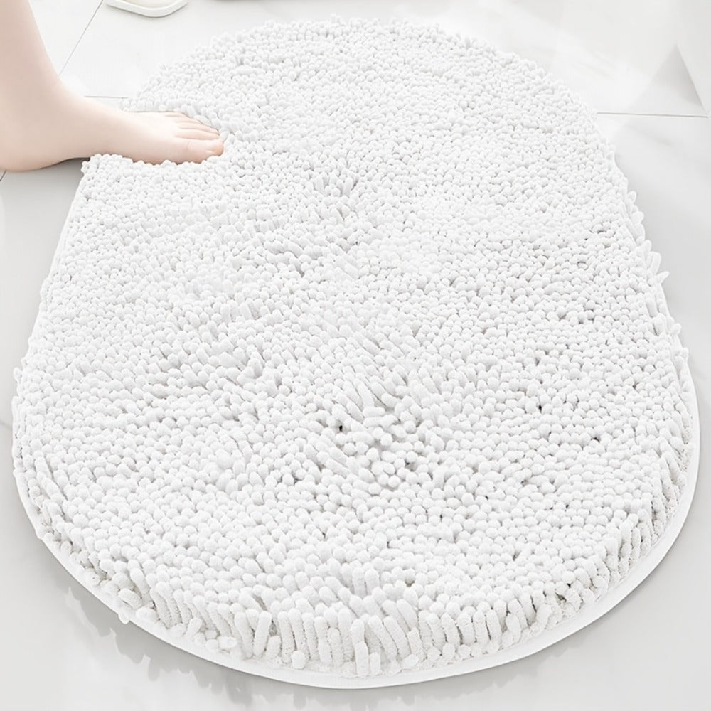 Chenille Bath Mat Non-Slip Super Absorbent Oval Bathroom Rug Soft Plush Carpet for Bathroom Kitchen Bedroom Entryway Indoor Outdoor Pet Dog Mat Machine Washable Multi-Color Multi-Size