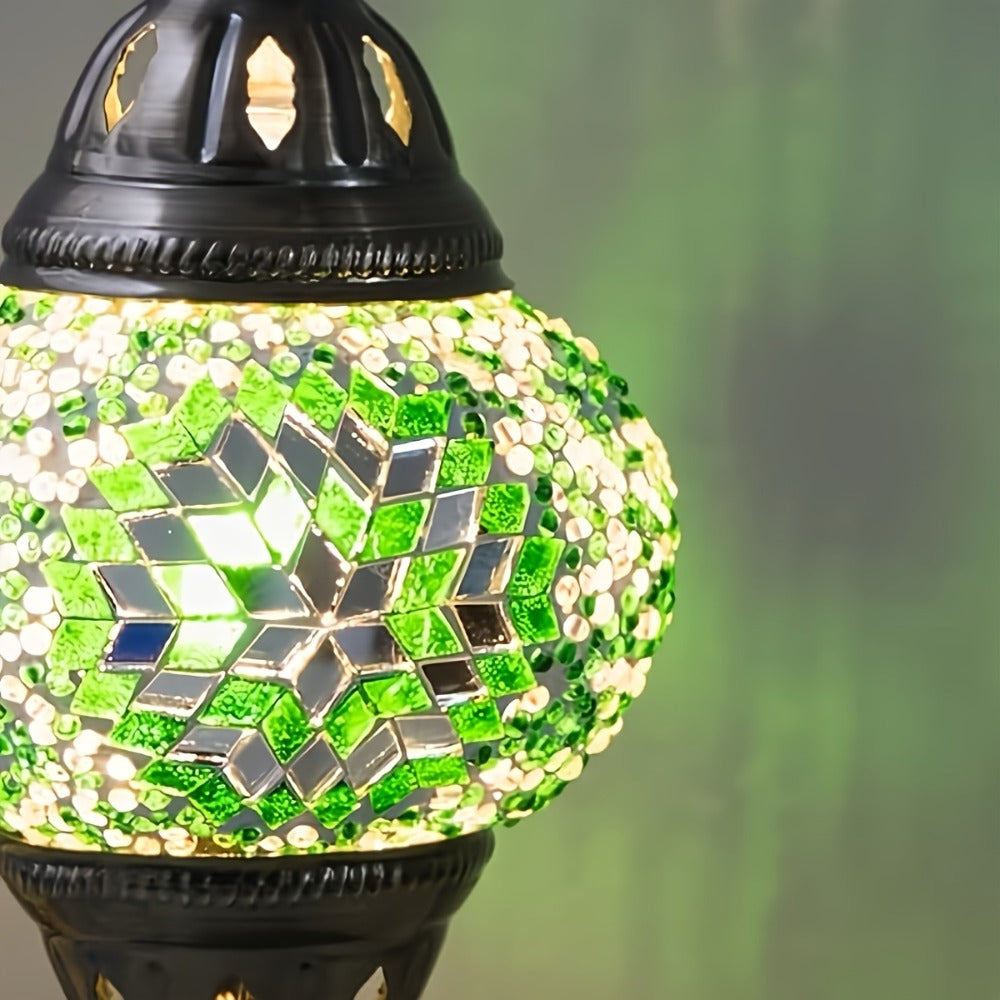 DIY Turkish Moroccan Mosaic Lamp Kit Handmade Glass Metal Brass Dimmable Bohemian Table Light for Bedroom Living Room Office Vintage Boho Decor Gift Multiple Colors 3-Color Adjustable Option