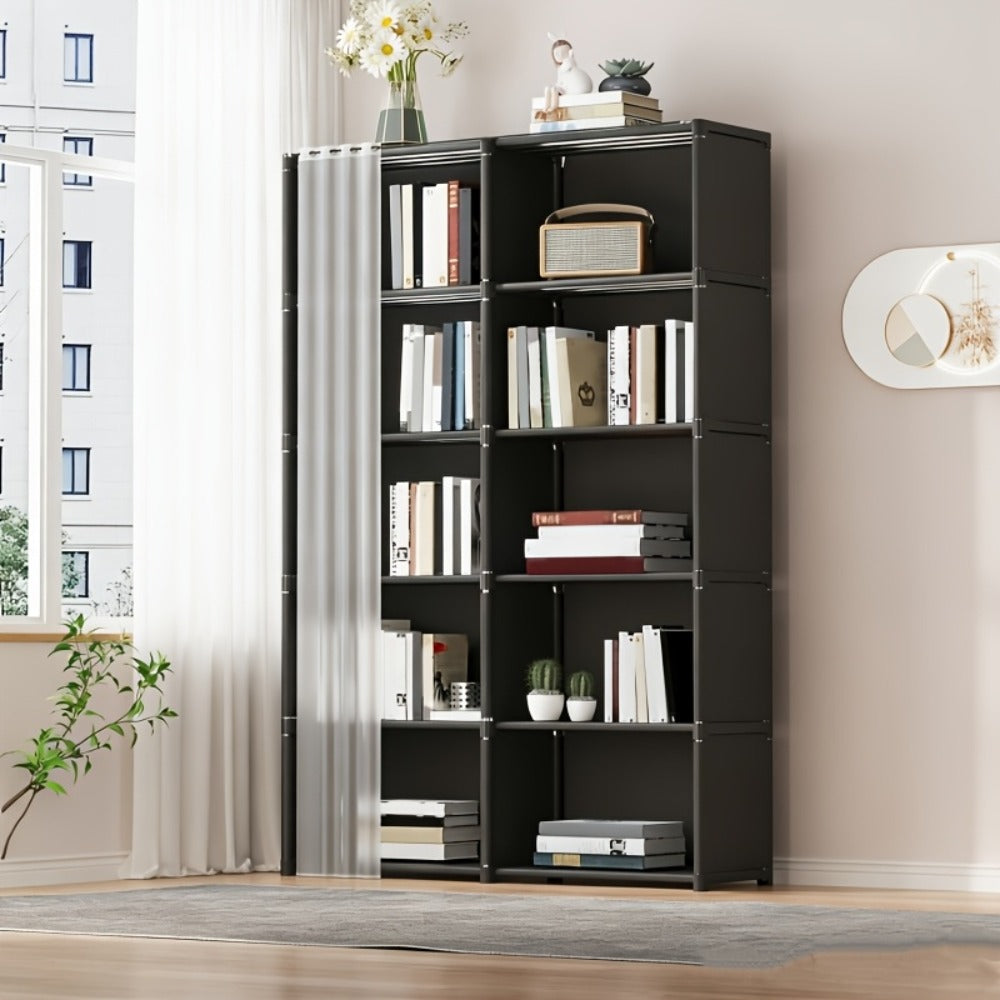 6-Tier Storage Rack Shelving Unit 15.75 Inch | Multi-Purpose Dust-Proof Organizer for Closet, Bedroom, Office & Dorm - Easy Assembly Clothing Bookshelf Utility Rack, Single & Double Row, Black & White