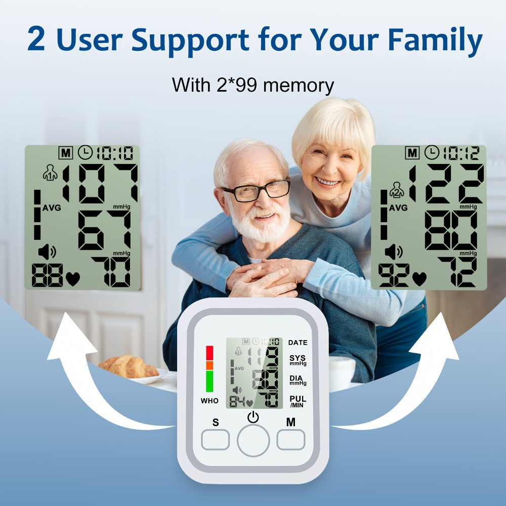 Upper Arm Blood Pressure Monitor ¨C Large LCD, Voice Broadcast, Heart Rate & Irregular Heartbeat Detection, 2¡Á99 Memory, 8.7¨C14.2¡± Adjustable Cuff, One-Touch Operation for Seniors & Pregnant Women