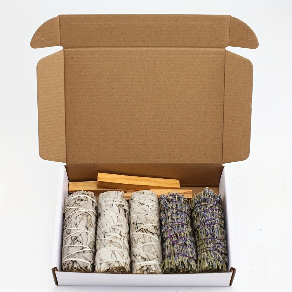 Smudge Sticks Gift Set - White Sage, Lavender & Palo Santo Hand-Tied Cleansing Bundle for Meditation, Spiritual Practice & Mindfulness - Natural Aromatherapy Incense Kit