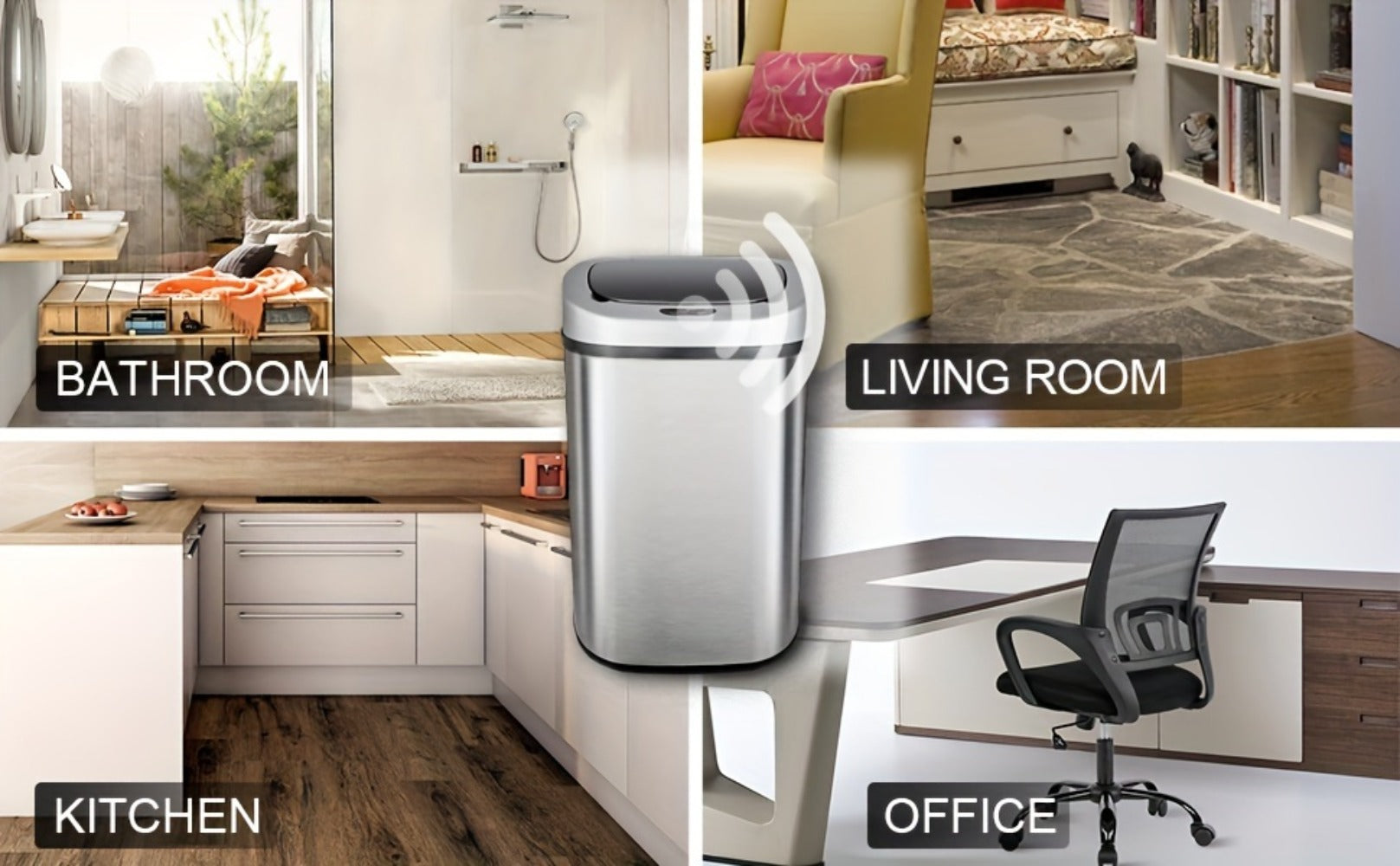 Touchless Motion Sensor Trash Can 13 Gallon 50L ¨C Automatic Kitchen Garbage Can for Home Office Bedroom Living Room