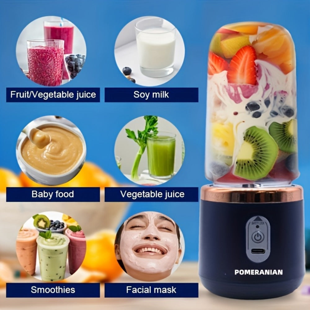 Portable Blender Juicer Double Cup 1500mAh Rechargeable ¨C Food-Grade ABS Multifunctional Fruit Vegetable Juicer | USB Charging Gift Box | Blue Pink White Summer Kitchen Essential