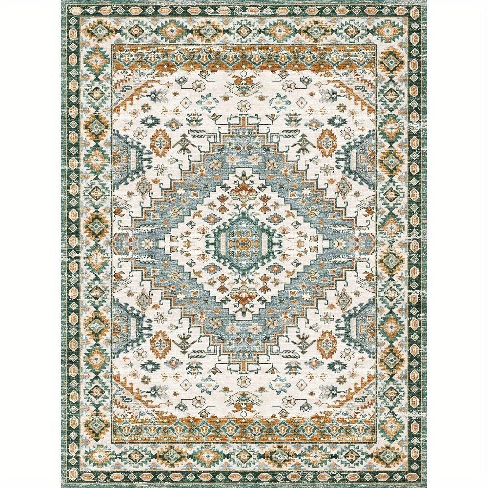 Area Rug Boho Vintage Washable Non-Slip Rug for Living Room Bedroom Traditional Woven Carpet Home Decor