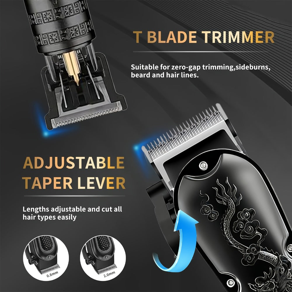 Hair Clipper Set for Men - Professional Cordless Rechargeable Hair Trimmer with LCD Display, Metal Body, Home Haircut Kit, 1 or 2 Piece Set, Father's Day & Birthday Gift for Men