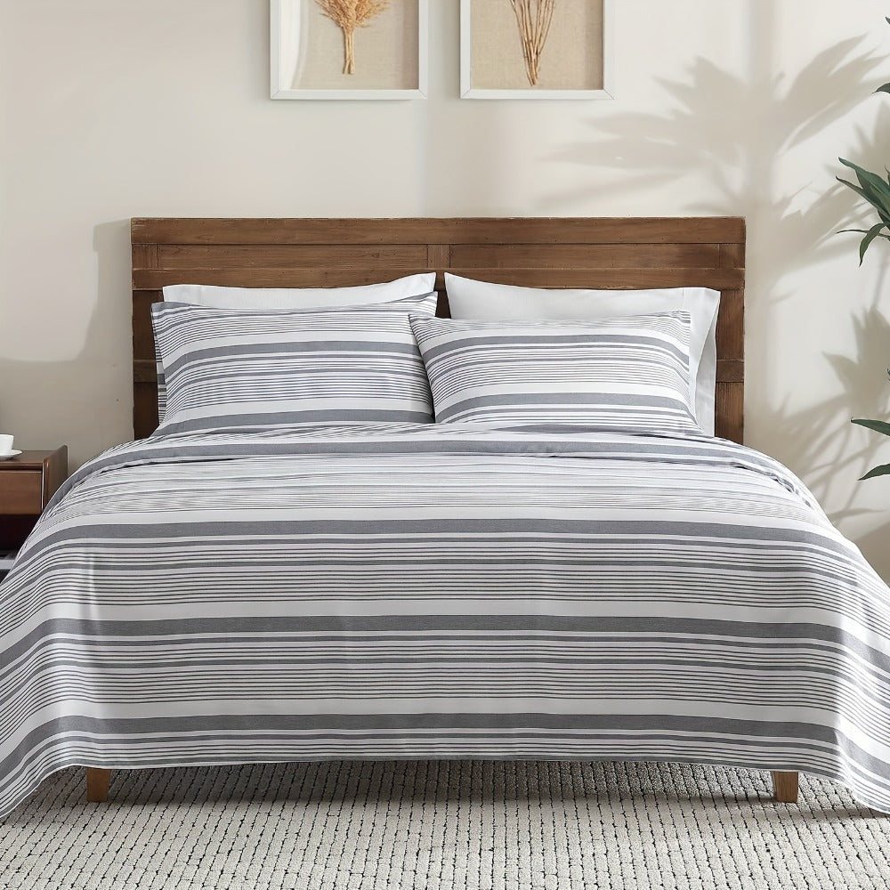 Bed Sheet Set Deep Pocket Soft Microfiber - Fitted Sheet Flat Sheet & Pillowcases Twin Full Queen King - Cooling Breathable Fade Resistant Sheets for Daily Use Dorms Guest Rooms
