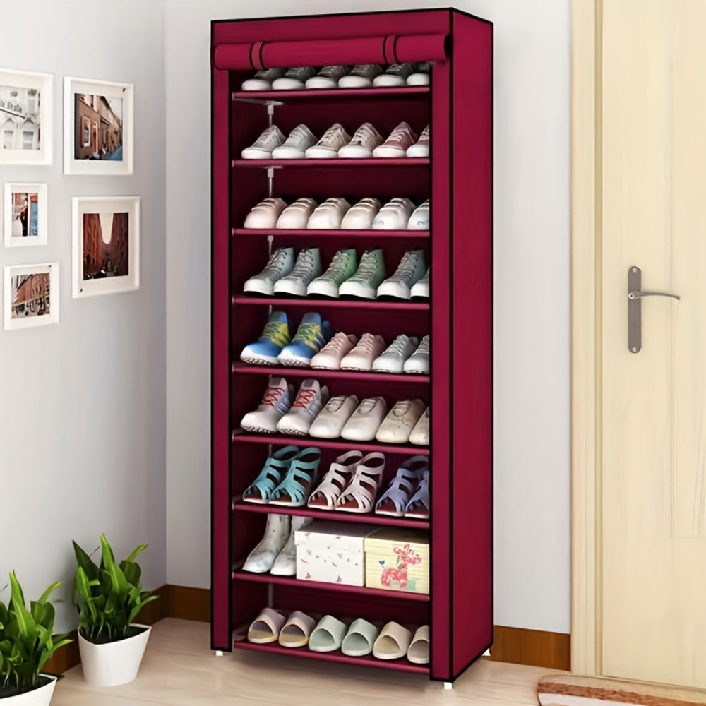 10-Layer Shoe Rack with Dust Cover ¨C Non-Woven Portable Shoe Cabinet Organizer for Entryway, Bedroom & Dormitory Storage