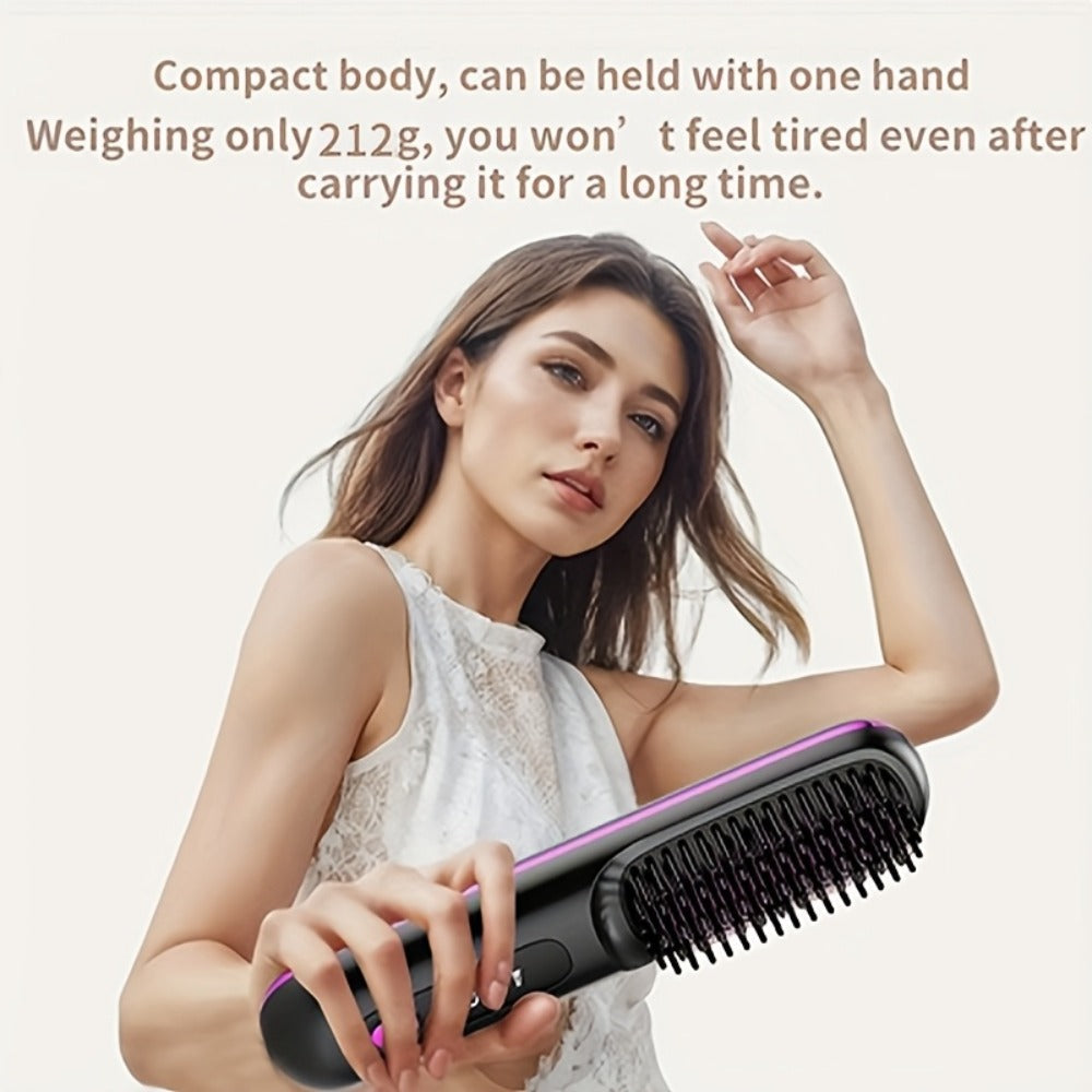 Cordless Mini Hair Straightener Wireless Flat Iron USB Rechargeable 2000mAh 3-Speed Adjustable Temp LED Display Professional Styling Smooth Shiny Hair Travel Home Black White