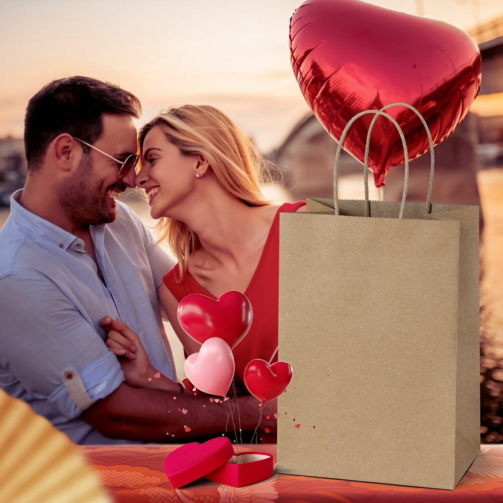 Kraft Paper Gift Bags Bulk 149 Pcs - Small Shopping Bags with Handles 5.25x3x8 Inch, Black Brown White Party Favor Bags for Retail, Birthday, Wedding, Valentine's Day, Snack & Small Business