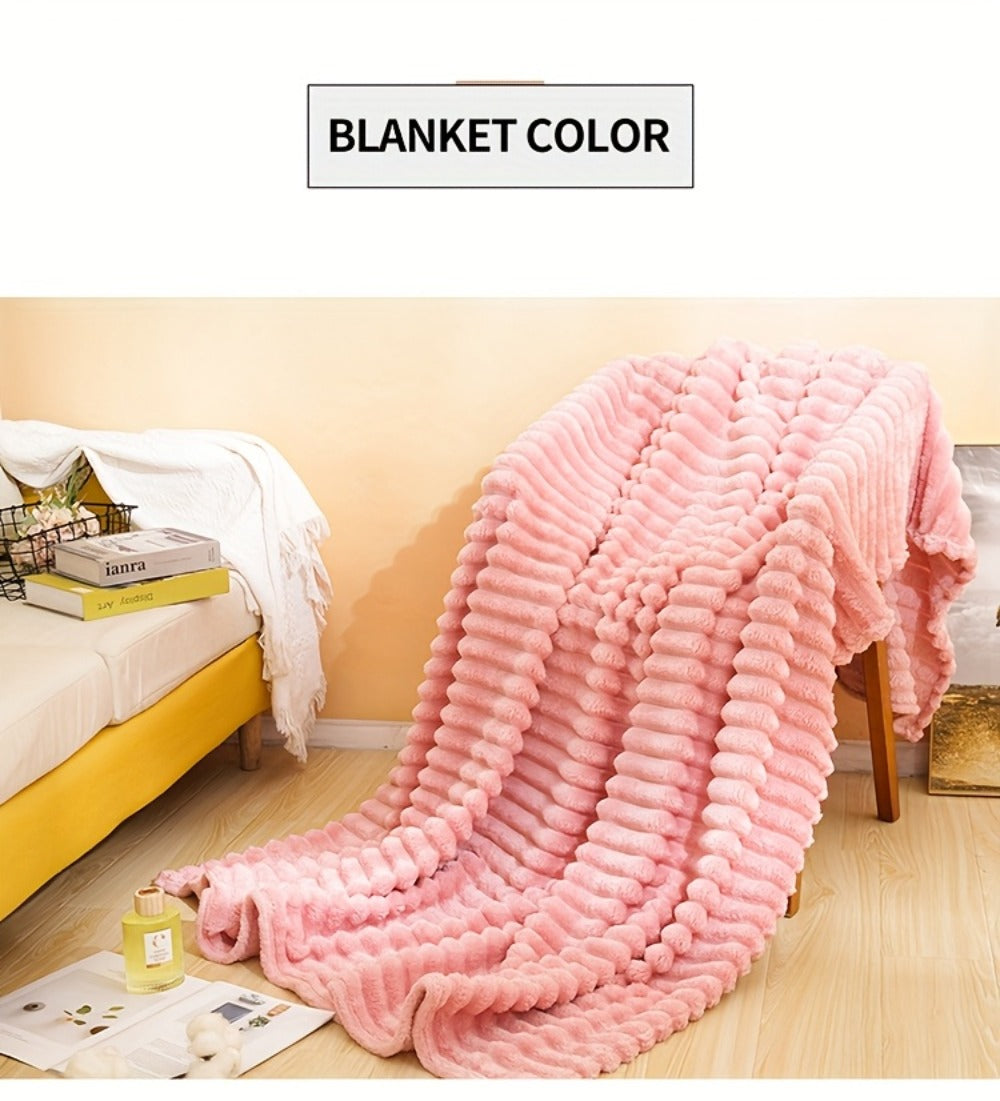 500gsm Heavy Plush Blanket ¨C Ultra Thick Soft Warm Fluffy Blanket for Bed, Sofa & Travel, Baby to Double Size, 5 Colors