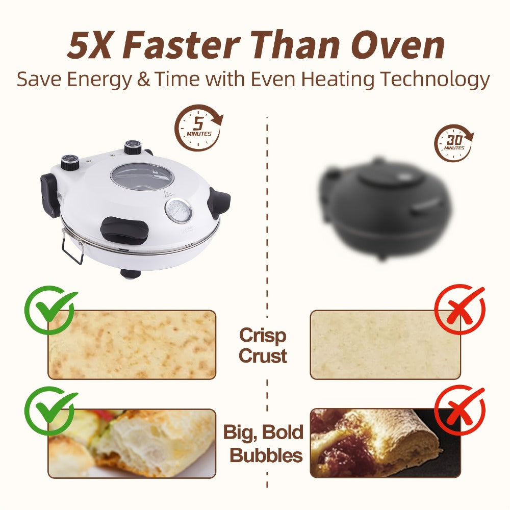 Indoor Pizza Oven Countertop ¨C 12-Inch Electric Pizza Maker Machine for Home Kitchen, Heats Up to 800¡ãF, Fast Baking Grill Oven with Even Heat Distribution, White