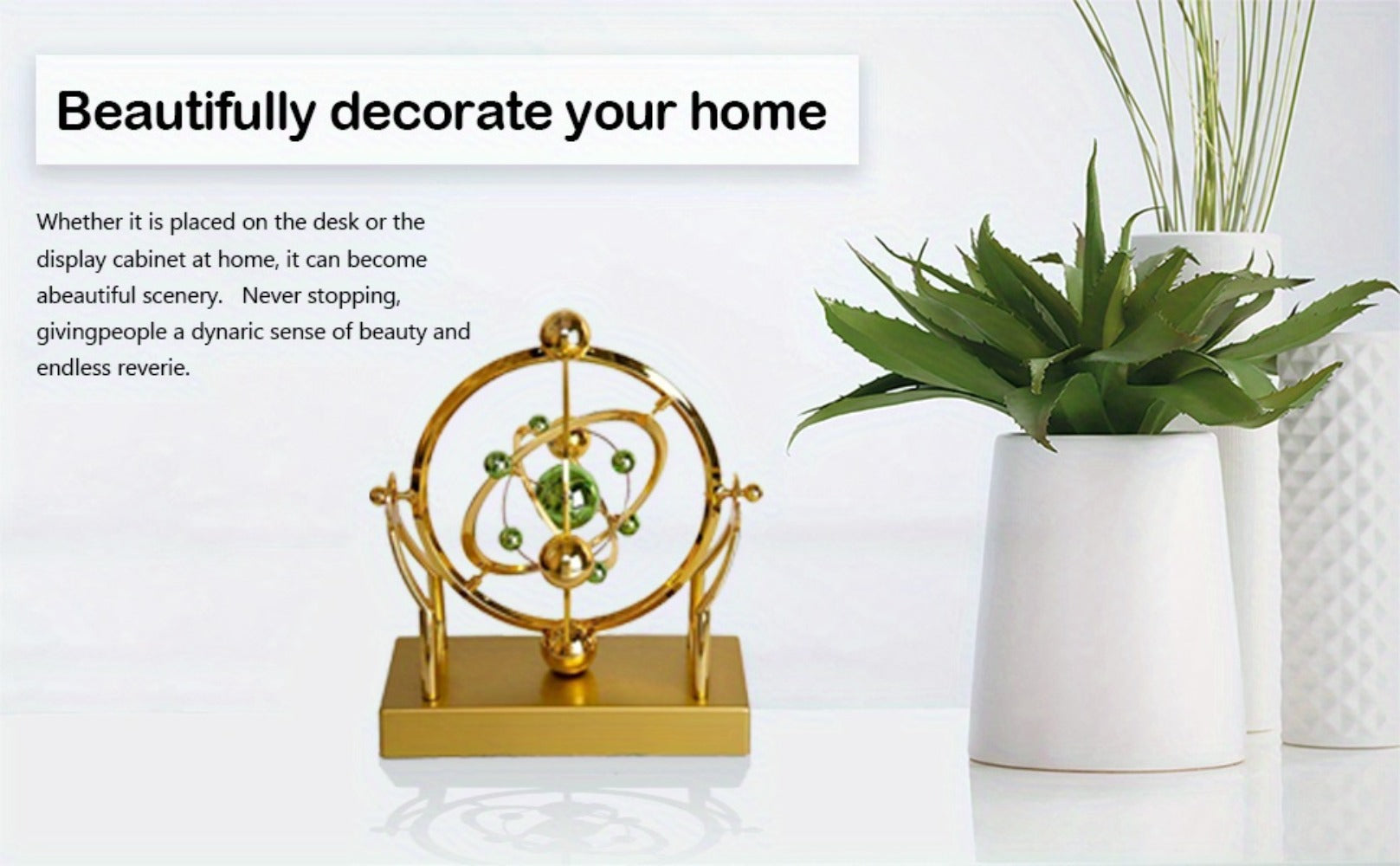 Perpetual Motion Pendulum Desk Decor - Cosmic Swing Solar System Planets Atomic Model Science Demonstration Self-Running No Battery Office Home Physics Gift