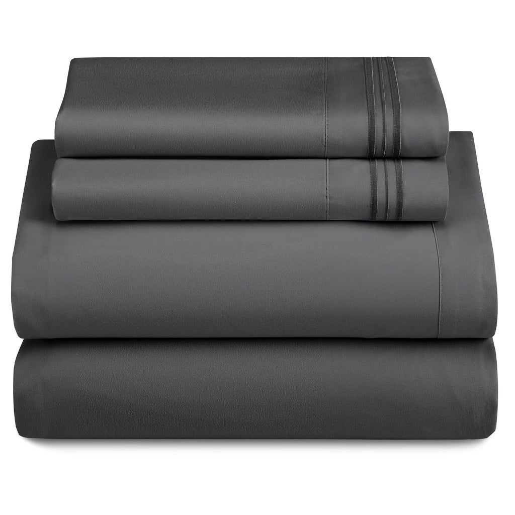 Bed Sheets Set 4-Piece Microfiber 1800 Series Deep Pocket Fitted Sheet Flat Sheet Pillowcases Soft Breathable Wrinkle Fade Resistant Twin Full Queen King Cal King 20 Colors
