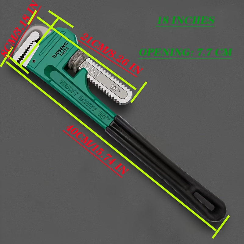 Pipe Wrench Professional Heavy Duty - 8¡±, 12¡± & 18¡± CR-V Alloy Steel Plumbing Wrench, Non-Slip Ergonomic Handle, 1500 lbs Torque, Fits 1/2¡±-4¡± Pipes, for Plumbing, Automotive & Industrial Use