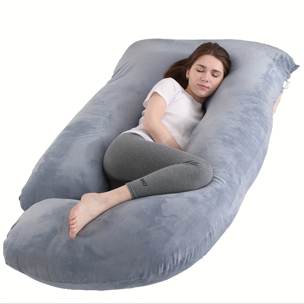 Pregnancy Pillow J-Shape 60 Inch Full Body Maternity Pillow with Velvet Cover ¨C Back Leg Belly Support for Pregnant Women Side Sleeper Body Pillow Multiple Colors
