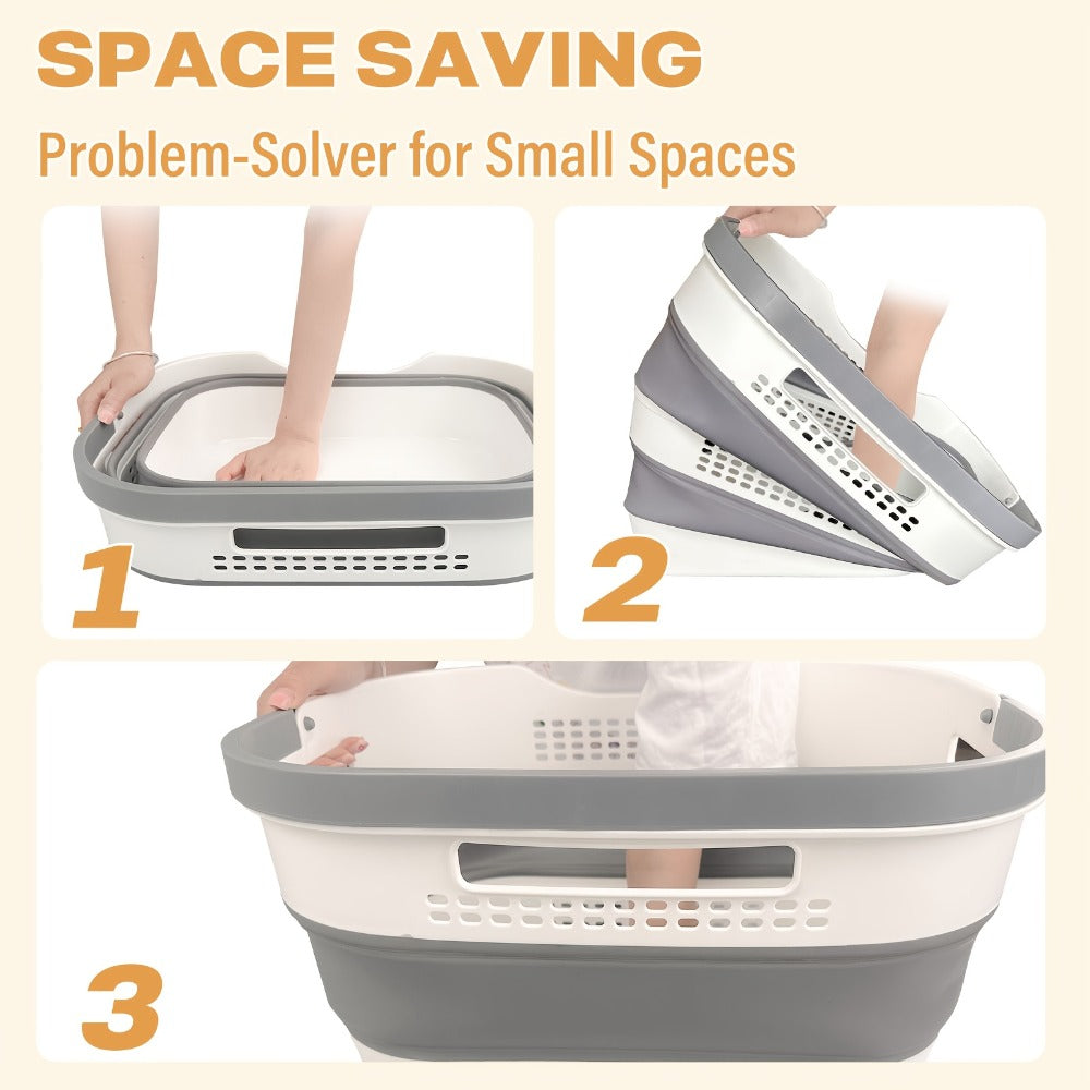 Collapsible Laundry Basket 43L Foldable Pop-Up Hamper with Handles ¨C 11.5 Gallon Plastic Laundry Basket Space-Saving Portable Storage Container Organizer for Bedroom, Bathroom & Dorm, 1pc or 2 Pack