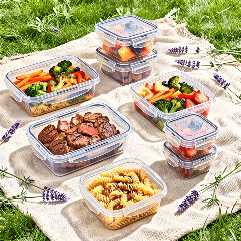 Stackable Food Storage Containers with Lids - Microwave and Freezer Safe Leak Proof Plastic Boxes for Fruits Vegetables and Leftovers, Heavy Duty Reusable Meal Prep Containers for Kitchen Pantry Organization, Available in 24, 48 and 50 Piece Sets