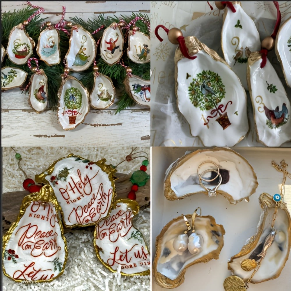 Natural Flat Oyster Shells for Crafts ¨C 17pcs 3-5in Disk Shaped Sea Shells, Vase Filler, DIY Arts & Crafts, Christmas Ornaments, Home Decor, Beach Wedding Decoration